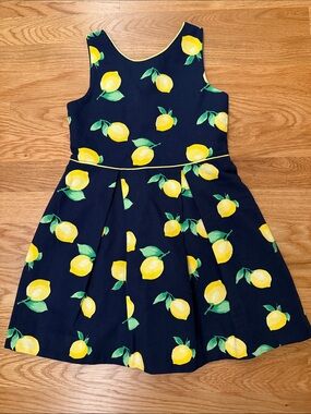 Janie and Jack Navy Sundress with Lemon Print